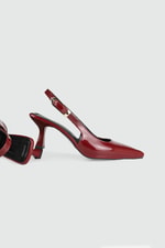 Sivri Burun Alçak Topuklu Stiletto Bordo Rugan Kadın Topuklu Ayakkabı TU-711 Kadın Alçak Topuklu MyBella My Bella TU-711 Kadın 25Y