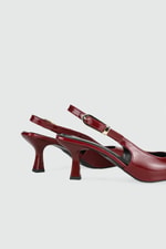 Sivri Burun Alçak Topuklu Stiletto Bordo Rugan Kadın Topuklu Ayakkabı TU-711 Kadın Alçak Topuklu MyBella My Bella TU-711 Kadın 25Y