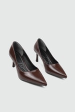 Sivri Burun Stiletto Kahve Kırışık Rugan Kadın Ayakkabı WST-70 Kadın Stiletto Carla Bella My Bella WST-70 Kadın 25K