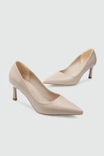 Sivri Burun Stiletto Krem Kırışık Rugan Kadın Ayakkabı WST-70 Kadın Stiletto Carla Bella My Bella WST-70 Kadın 25K