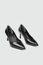 Sivri Burun Stiletto Siyah Kırışık Rugan Kadın Ayakkabı WST-70 Kadın Stiletto Carla Bella My Bella WST-70 Kadın 25K