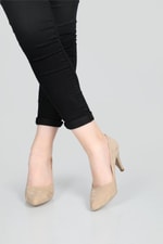 Sivri Burunlu 7 Cm İnce Topuklu Stiletto Ten Süet Kadın Ayakkabı Simay 07 Kadın Yüksek Topuklu Carla Bella CARLA BELLA SR-07-1 Stiletto