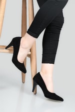 Sivri Burunlu 7 Cm İnce Topuklu Stiletto Siyah Süet Kadın Ayakkabı Simay 07 Kadın Yüksek Topuklu Carla Bella CARLA BELLA SR-07-1 Stiletto