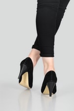 Sivri Burunlu 7 Cm İnce Topuklu Stiletto Siyah Süet Kadın Ayakkabı Simay 07 Kadın Yüksek Topuklu Carla Bella CARLA BELLA SR-07-1 Stiletto