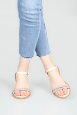 Taşlı Düz Taban Ten Kadın Sandalet A-2503 Kadın Düz Sandalet Carla Bella My Bella A-2503 22Y