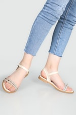 Taşlı Düz Taban Ten Kadın Sandalet A-2503 Kadın Düz Sandalet Carla Bella My Bella A-2503 22Y
