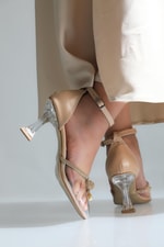 Taşlı Sivri Burun 5 Cm Topuklu Nut Kadın Ayakkabı CAPELLA Kadın Stiletto Carla Bella My Bella Capella Şeffaf 23Y