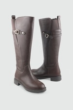 Toka Detaylı Kadın Çizme Kahve Kadın Çizme Keçeli Shoes 022 Kadın Günlük Conford Bot Keçeli Keçeli Shoes 022 Kadın 26K