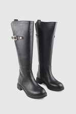Toka Detaylı Kadın Çizme Siyah Kadın Çizme Keçeli Shoes 022 Kadın Günlük Conford Bot Keçeli Keçeli Shoes 022 Kadın 26K