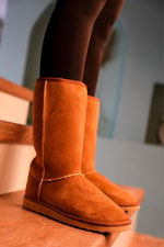 TÜYLÜ UGG Taba Kadın Bot UGGTÜYLÜ Kadın Günlük Conford Bot BLACK BULL 127686746