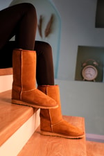 TÜYLÜ UGG Taba Kadın Bot UGGTÜYLÜ Kadın Günlük Conford Bot BLACK BULL 127686746