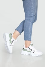 Yüksek Tabanlı Rahat Nefes Alır Beyaz Yeşil Kadın Spor Ayakkabı Z-02 Kadın Sneaker Beınsteps Beinsteps Z-02 Anoraklı 22Y