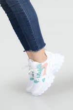 Yüksek Tabanlı Rahat Nefes Alır Beyaz Yeşil Kadın Spor Ayakkabı Z-03 Kadın Sneaker Beınsteps Beinsteps Z-03 22y