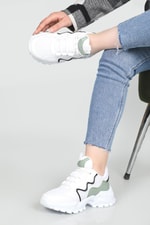 Yüksek Tabanlı Rahat Nefes Alır Beyaz Yeşil Kadın Spor Ayakkabı Z-02 Kadın Sneaker Beınsteps Beinsteps Z-02 Anoraklı 22Y