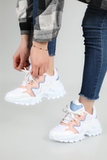 Yüksek Tabanlı Rahat Nefes Alır Beyaz Pudra Kadın Spor Ayakkabı Z-02 Kadın Sneaker Beınsteps Beinsteps Z-02 Anoraklı 22Y