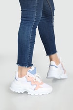 Yüksek Tabanlı Rahat Nefes Alır Beyaz Pudra Kadın Spor Ayakkabı Z-02 Kadın Sneaker Beınsteps Beinsteps Z-02 Anoraklı 22Y