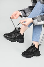 Yüksek Tabanlı Rahat Nefes Alır Siyah Kadın Spor Ayakkabı Z-02 Kadın Sneaker Beınsteps Beinsteps Z-02 Anoraklı 22Y