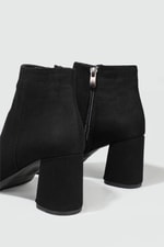 Yüksek Topuklu Fermuarlı Siyah Süet Kadın Bot Z-K2021 Kadın Klasik Bot Carla Bella Carla Bella Z-K2021 Kadın Bot