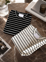 BMN BEYAZ ÇİZGİLİ  KADIN TSHIRT