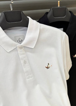 BMN BEYAZ KISA  KOLLU NAKIŞ LOGOLU ERKEK POLO YAKA T SHIRT