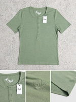 BMN KADIN ÇAĞLA YEŞİLİ ÖNÜ DÜĞMELİ TSHIRT