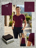 BYM KADIN BORDO ÖNÜ DÜĞMELİ TSHIRT