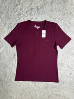 BYM KADIN BORDO ÖNÜ DÜĞMELİ TSHIRT