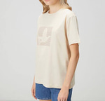 BYMN BEJ KABARTMALI DESEN VE TAŞ DETAYLI KADIN TSHIRT 