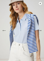 BYMN MAVİ POLO YAKA KADIN TSHIRT 