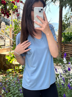 BYMN V YAKA MODAL KUMAŞ KADIN AÇIK MAVİ T SHIRT