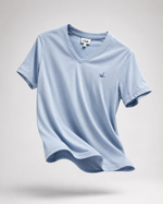 BYMN V YAKA MODAL KUMAŞ KADIN AÇIK MAVİ T SHIRT