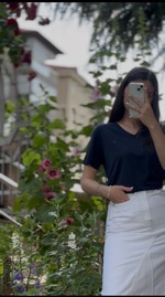 BYMN V YAKA MODAL KUMAŞ KADIN LACİVERT T SHIRT
