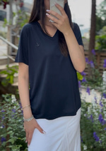 BYMN V YAKA MODAL KUMAŞ KADIN LACİVERT T SHIRT