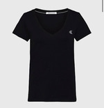 CLVN SİYAH V YAKA NAKIŞLI KADIN TSHIRT