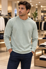 ERKEK MİNT YEŞİLİ BASİC SWEATSHIRT 