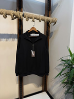 ERKEK POLO YAKA YARIM  FERMUAR DETAYLI SİYAH SWEATSHIRT