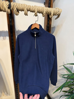 ERKEK POLO YAKA YARIM  FERMUAR DETAYLI LACİVERT SWEATSHIRT