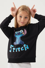 KIZ ÇOCUK SİYAH BASKILI SWEATSHIRT 