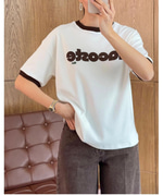 LCST  KAHVEYAZILI  BEYAZ KADIN T SHIRT  RAHAT KALIP