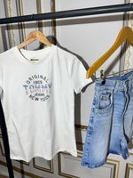 TH  BASKILI KADIN TSHIRT BEYAZ
