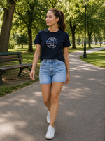 TH  BASKILI KADIN TSHIRT LACİVERT