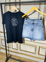 TH  BASKILI KADIN TSHIRT LACİVERT
