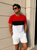 TH ERKEK KIRMIZI LACİVERT TSHIRT 