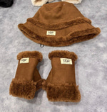 UGG KOYU KAHVE ŞAPKA-ELDİVEN TAKIM