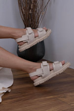 Joye Model Çift Cırtlı Sandalet Bej