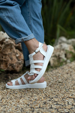 Narry Model Şerit Detaylı Sandalet Beyaz