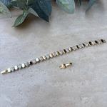 14K Altın Kaplama Baget Taşlı Oval Bileklik (17+2 cm)