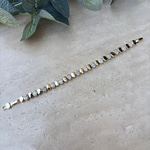 14K Altın Kaplama Baget Taşlı Oval Bileklik (17+2 cm)