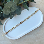 14K Altın Kaplama Messi Model Taşlı Bileklik (17+2 cm)