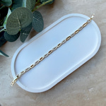 14K Altın Kaplama Oval Detaylı Zarif Bileklik (17+2 cm)